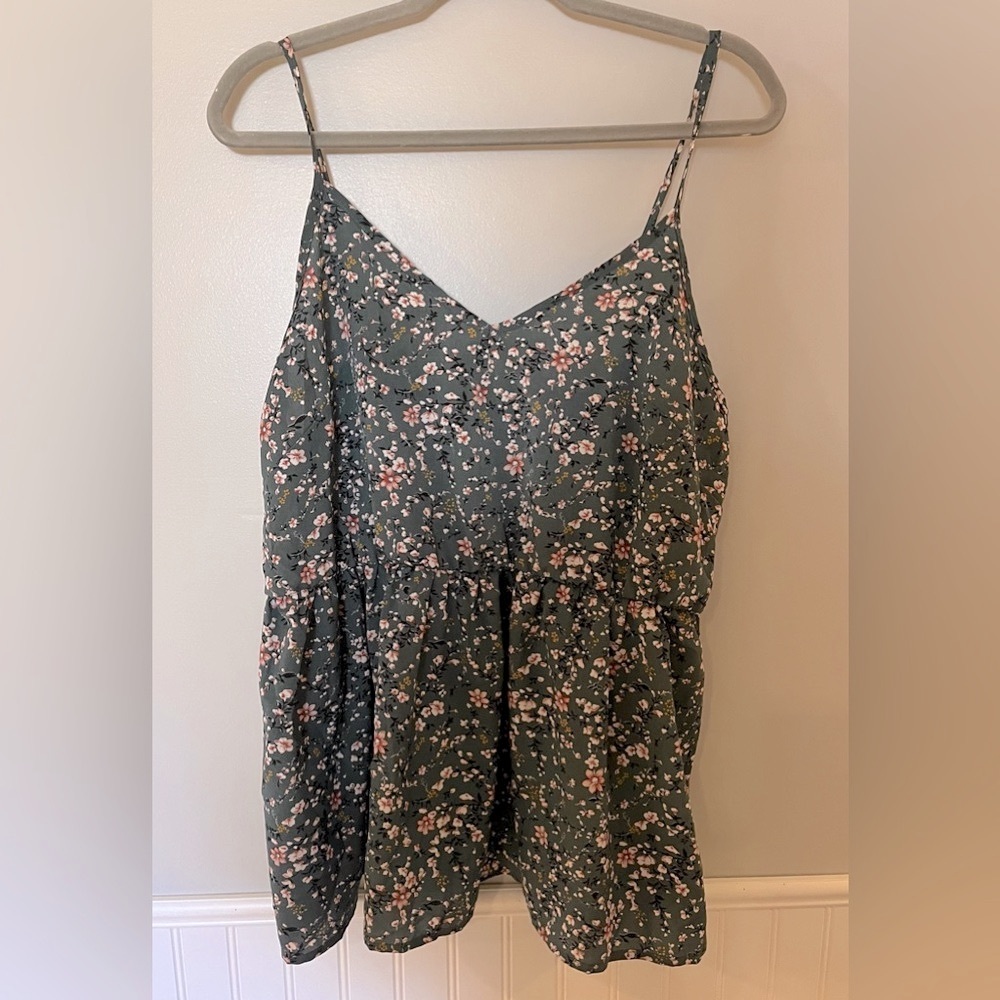 SHEIN CURVE Floral Spaghetti Strap Empire Waist Top Womens Plus 1XL Dress